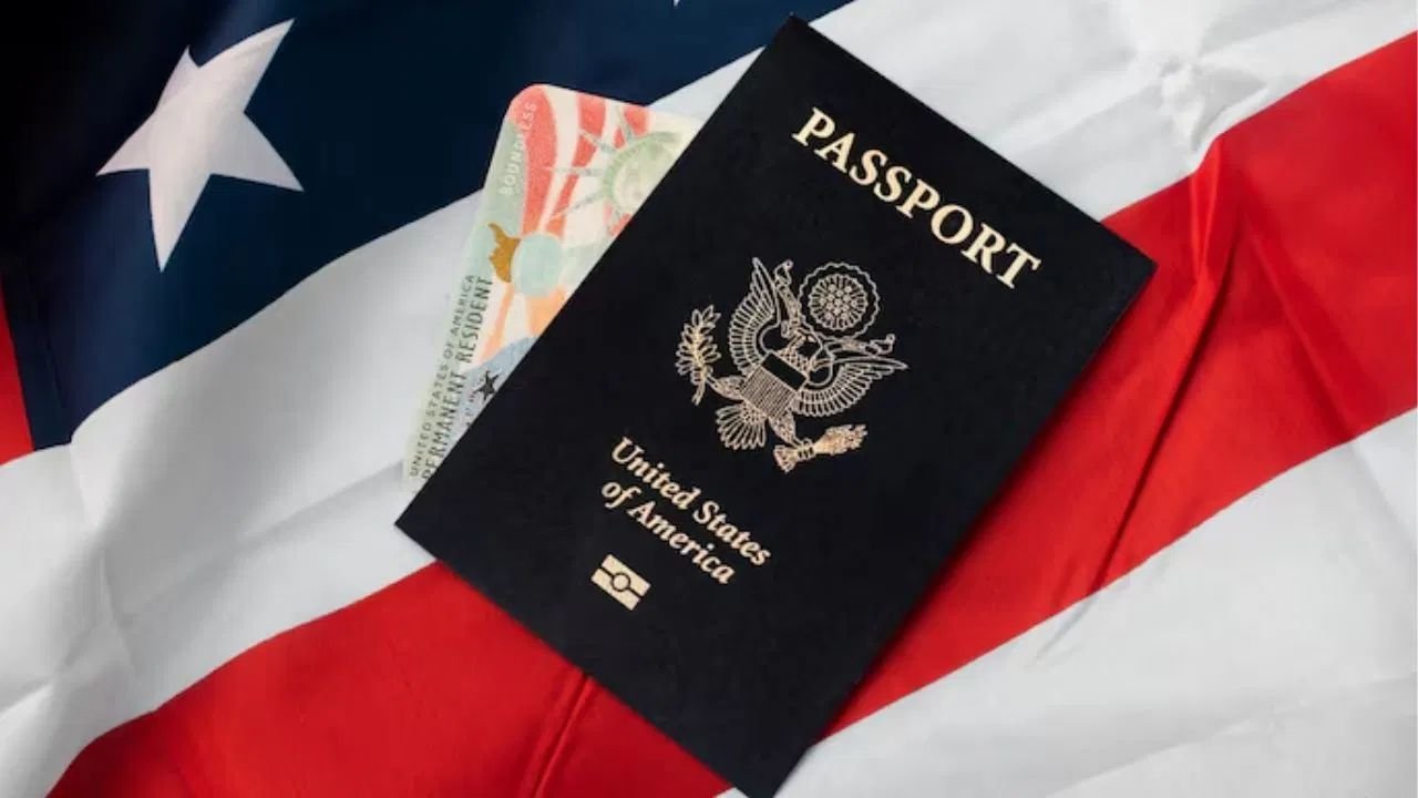 US Passport And Flag